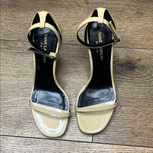 Saint Laurent Jane 105 Beige Patent Leather Heels - Picture 2 of 11
